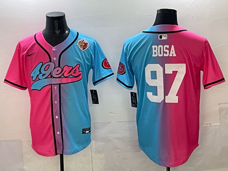 Men 2025 San Francisco 49ers #97 Bosa Pink Blue Nike Limited NFL Jersey 08->san francisco 49ers->NFL Jersey